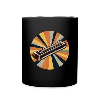 Harmonica Playing Gift - Full Colour Mug - black - Front