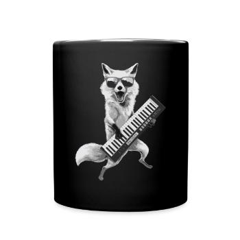Fox Keytar Keyboard Gift - Full Colour Mug - black - Front
