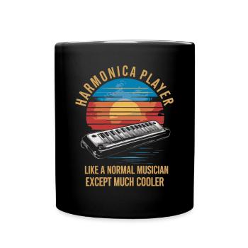 Harmonica Playing Gift - Full Colour Mug - black - Front