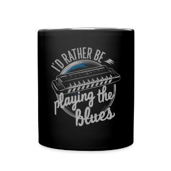 Harmonica Playing Gift - Full Colour Mug - black - Front