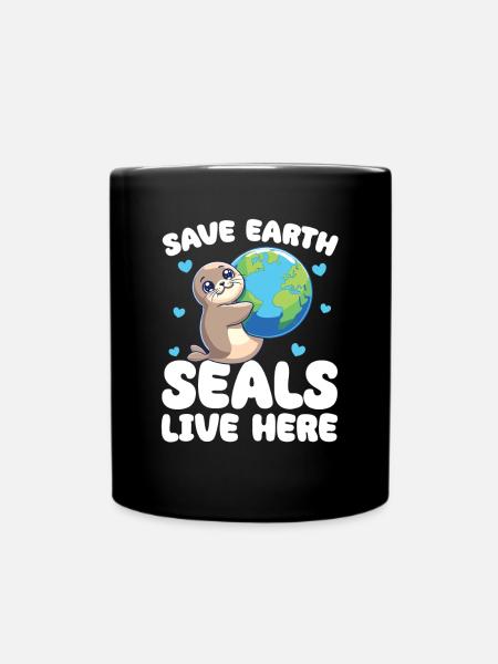 Rettet die Erde Robben leben hier Earth Day - Tasse einfarbig - Schwarz