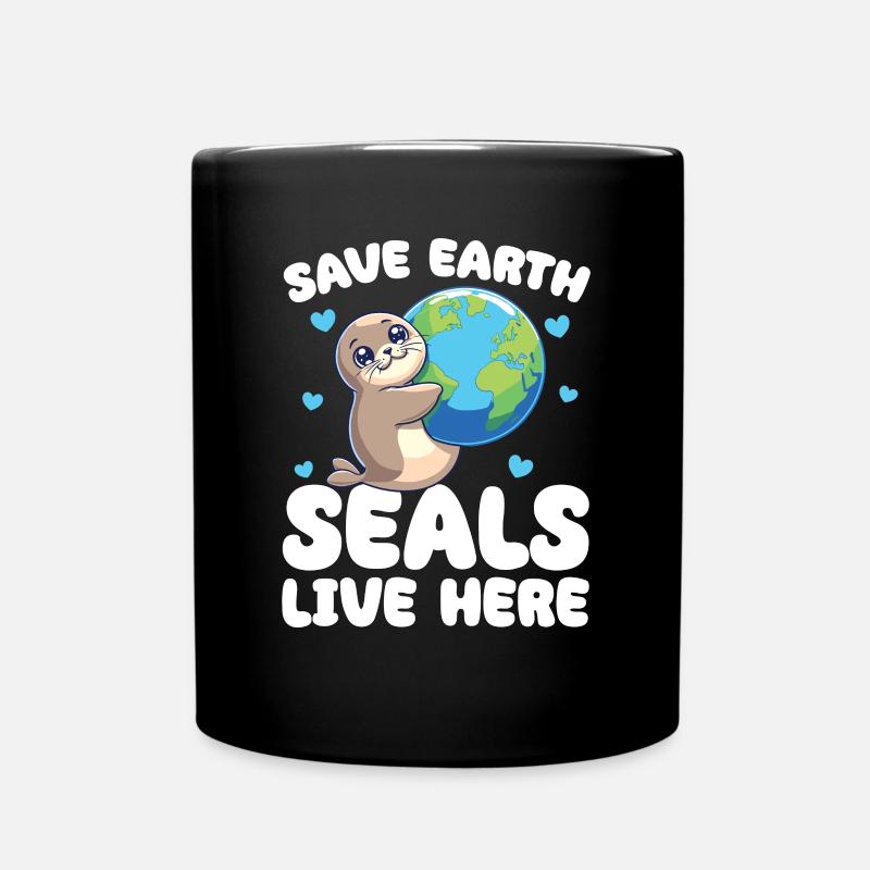 Rettet die Erde Robben leben hier Earth Day - Tasse einfarbig - Schwarz