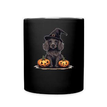 Halloween Witch Hat Pumpkin Dog Cocker Spaniel - Full Colour Mug - black - Front
