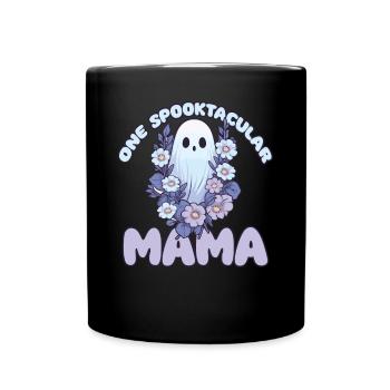 Halloween groovy Mama Geist Hippie Blumen Vintage - Tasse einfarbig - Schwarz - Vorne