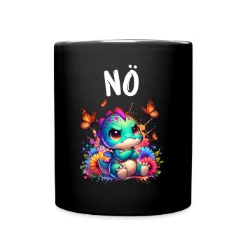 Dinosaurier Spruch Nö für Jungen und Mädchen - Tasse einfarbig - Schwarz - Vorne