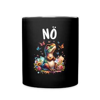 Dinosaurier Dinos Spruch Nö für Jungen und Mädchen - Tasse einfarbig - Schwarz - Vorne