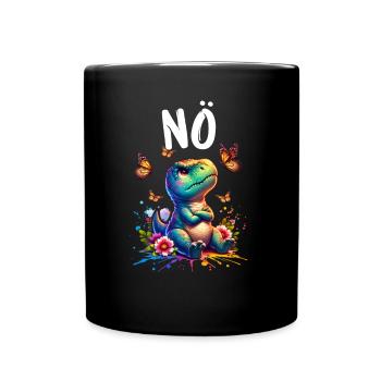 Dinosaurier Dinos Spruch Nö für Jungen und Mädchen - Tasse einfarbig - Schwarz - Vorne
