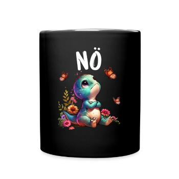 Dinosaurier Dinos Spruch Nö für Jungen und Mädchen - Tasse einfarbig - Schwarz - Vorne