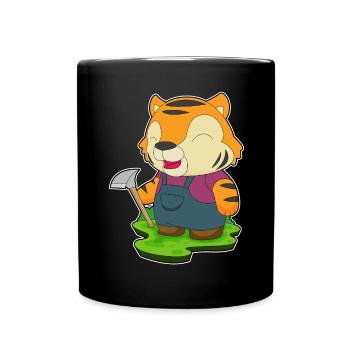 Tiger Bergarbeiter Spitzhacke Bergbau - Tasse einfarbig - Schwarz - Vorne