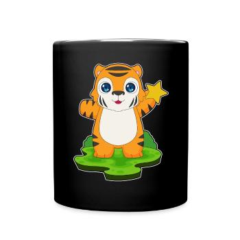 Tiger Stern - Tasse einfarbig - Schwarz - Vorne