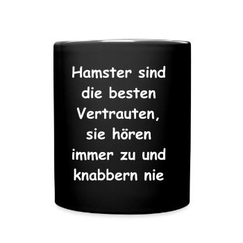 Kleine Geschenkidee für Hamsterfans - Tasse einfarbig - Schwarz - Vorne