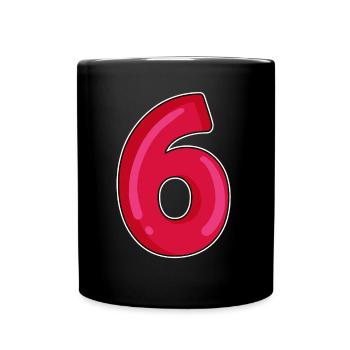 Six Number 6 Number Red - Full Colour Mug - black - Front