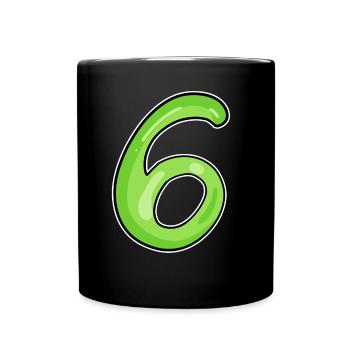 6 vert - Mug uni - noir - Devant