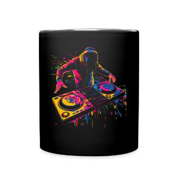 Dj Disc Jockey Turntable Pop Art - Full Colour Mug - black - Front