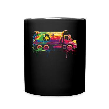 Garbage Trucker Recycling Garbage Truck Pop Art - Full Colour Mug - black - Front