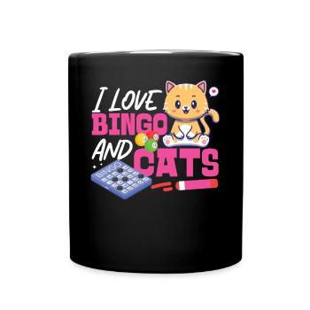 Bingo Player Cat I Love Bingo And - Full Colour Mug - black - Front