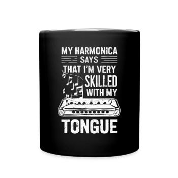 Harmonica Playing Gift - Full Colour Mug - black - Front