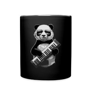Panda Keytar Keyboard Gift - Full Colour Mug - black - Front