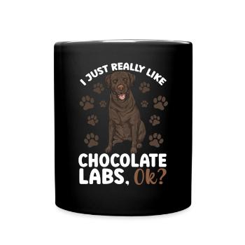 Schoko Brauner Labrador Retriever Hund - Tasse einfarbig - Schwarz - Vorne