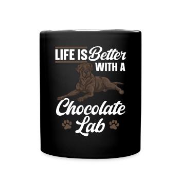Schoko Brauner Labrador Retriever Hund - Tasse einfarbig - Schwarz - Vorne