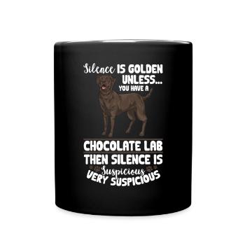 Schoko Brauner Labrador Retriever Hund - Tasse einfarbig - Schwarz - Vorne
