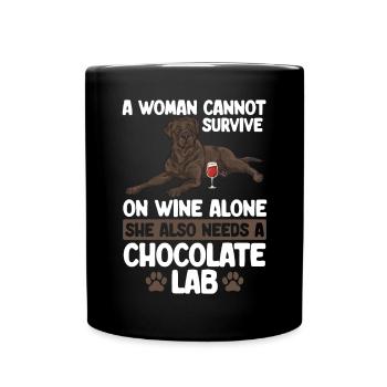Schoko Brauner Labrador Retriever Hund - Tasse einfarbig - Schwarz - Vorne