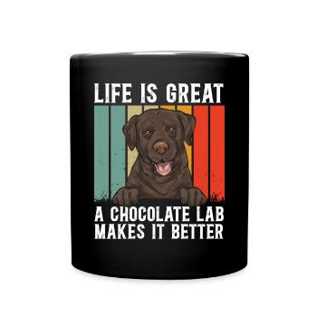 Schoko Brauner Labrador Retriever Hund - Tasse einfarbig - Schwarz - Vorne