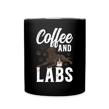 Schoko Brauner Labrador Retriever Hund - Tasse einfarbig - Schwarz - Vorne