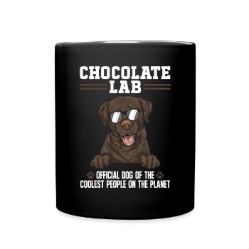 Schoko Brauner Labrador Retriever Hund - Tasse einfarbig - Schwarz - Vorne