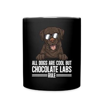 Schoko Brauner Labrador Retriever Hund - Tasse einfarbig - Schwarz - Vorne