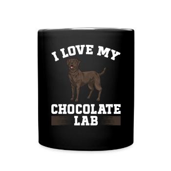 Schoko Brauner Labrador Retriever Hund - Tasse einfarbig - Schwarz - Vorne