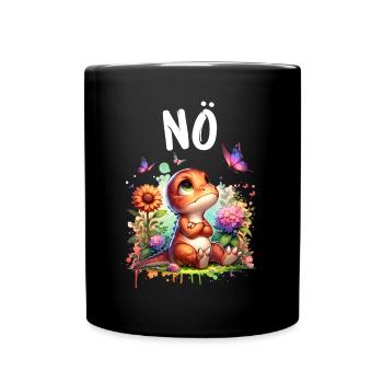Dinosaurier Dinos Spruch Nö für Jungen und Mädchen - Tasse einfarbig - Schwarz - Vorne