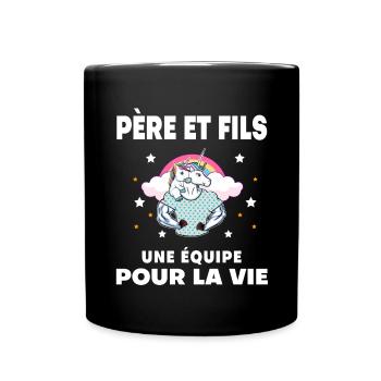 Unicorn father and son duo man team for life - Full Colour Mug - black - Front