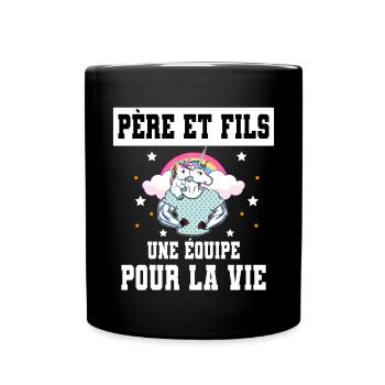 Unicorn father and son duo man - Full Colour Mug - black - Front