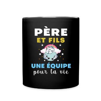 Unicorn Father and Son Dad Gift - Full Colour Mug - black - Front