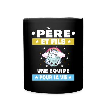 Father and Son Unicorn Duo Man Team for Life - Full Colour Mug - black - Front