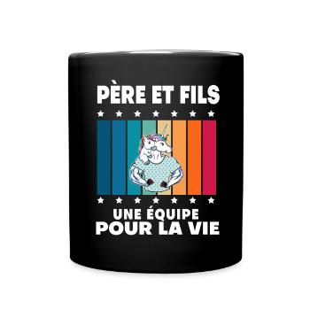 Father and Son Unicorn Man Vintage Gift Dad - Full Colour Mug - black - Front
