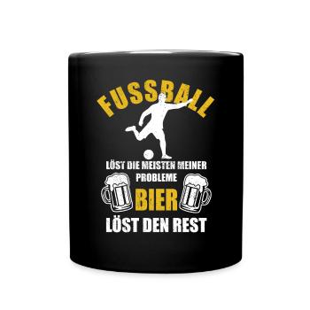Fußball löst die meisten meiner Probleme Bier - Tasse einfarbig - Schwarz - Vorne