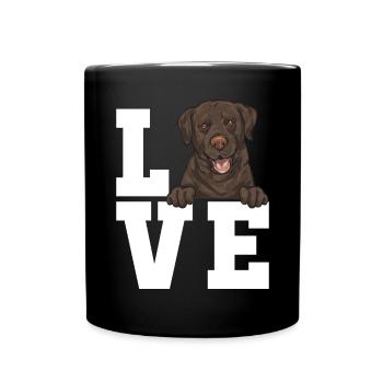 Schoko Brauner Labrador Retriever Hund - Tasse einfarbig - Schwarz - Vorne