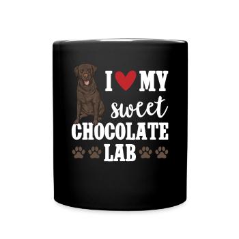 Schoko Brauner Labrador Retriever Hund - Tasse einfarbig - Schwarz - Vorne