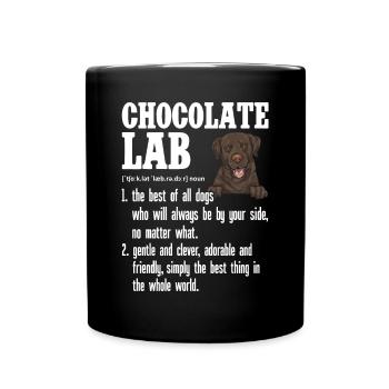 Schoko Brauner Labrador Retriever Hund - Tasse einfarbig - Schwarz - Vorne