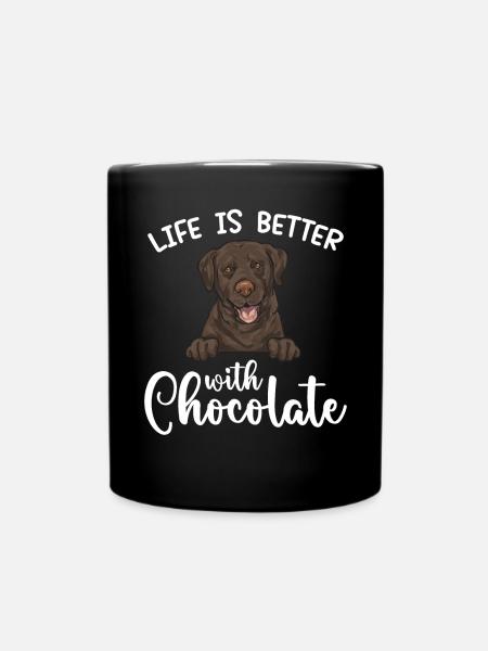 Chocolate Brown Labrador Retriever Dog - Full Colour Mug - black