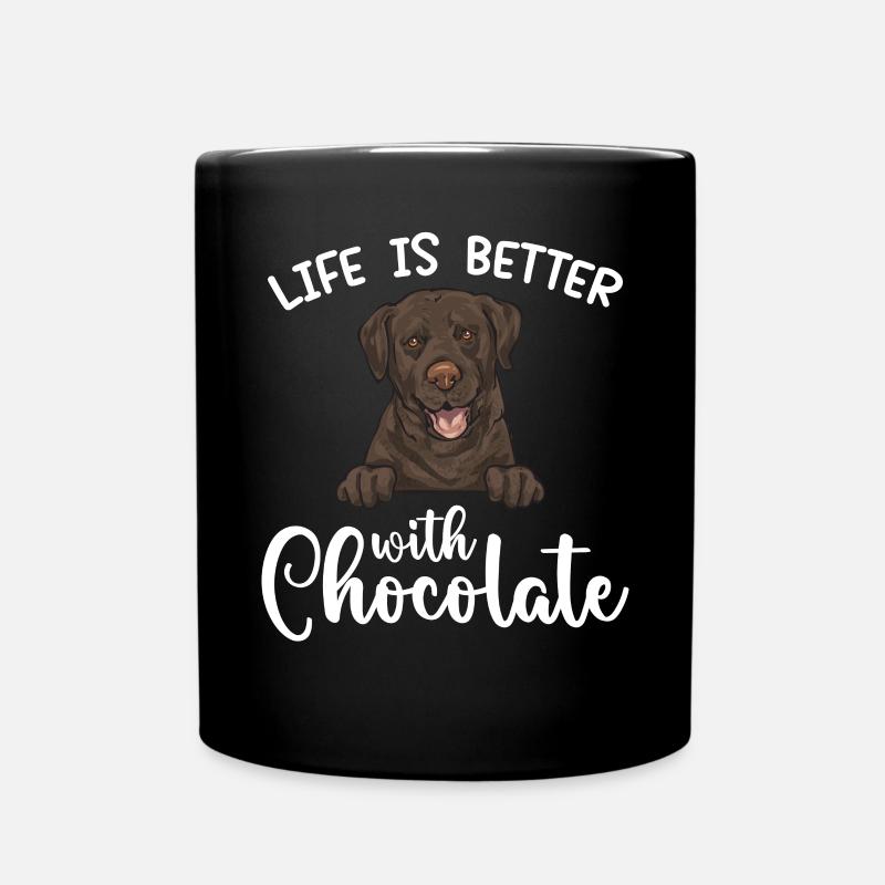 Chocolate Brown Labrador Retriever Dog - Full Colour Mug - black