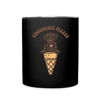 Schoko Brauner Labrador Retriever Hund - Tasse einfarbig - Schwarz - Vorne