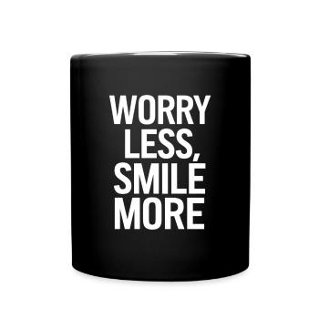 Moins d’inquiétude, plus de sourire, plus de motivation - Mug uni - noir - Devant