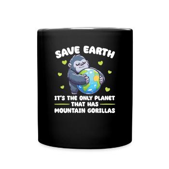Is the only planet with mountain gorillas Earth Day - Full Colour Mug - black - Front