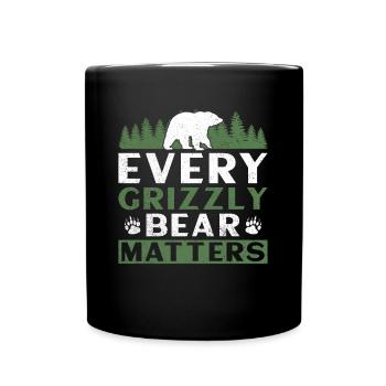 Grizzlybär Tierrechte Braunbär - Tasse einfarbig - Schwarz - Vorne