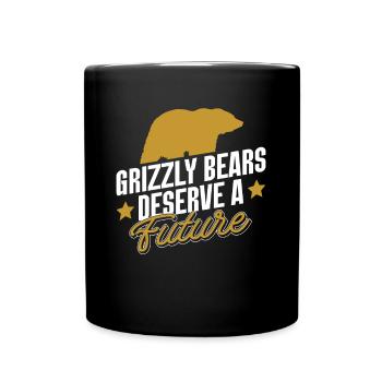 Grizzlybär Tierrechte Braunbär - Tasse einfarbig - Schwarz - Vorne