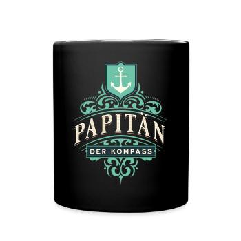Papitän Anker Kapitän Vatertag - Tasse einfarbig - Schwarz - Vorne