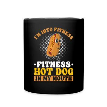 Hot Dog Adult Pun I'm Into Fitness - Full Colour Mug - black - Front
